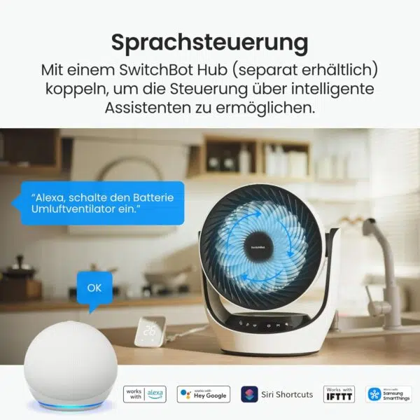 SwitchBot USB Tischventilator Sprachsteuerung