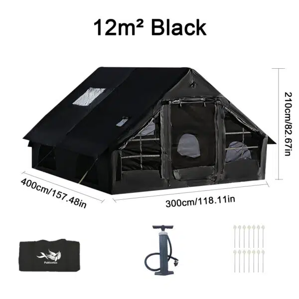 Aufblasbares Camping Zelt 12qm schwarz