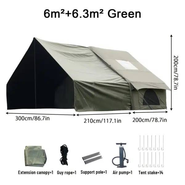 Aufblasbares Camping Zelt Kombi Variante Gruen 2