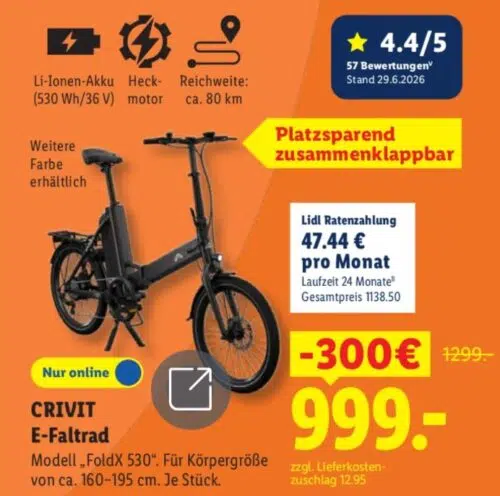 Crivit FoldX 530 Falt E Bike bei Lidl 1 Crivit FoldX 530 Falt E Bike bei Lidl 1