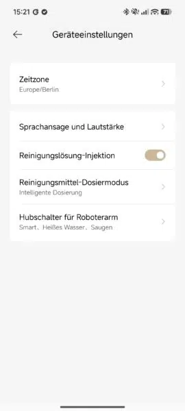 Dreame T16 Pro Heat App Einstellungen