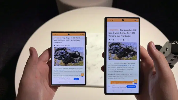 Samsung Galaxy Z Fold8 und Samsung Galaxy Z Fold8 Ultra nebeneinander Website Hochkant Samsung Galaxy Z Fold8 und Samsung Galaxy Z Fold8 Ultra nebeneinander Website Hochkant