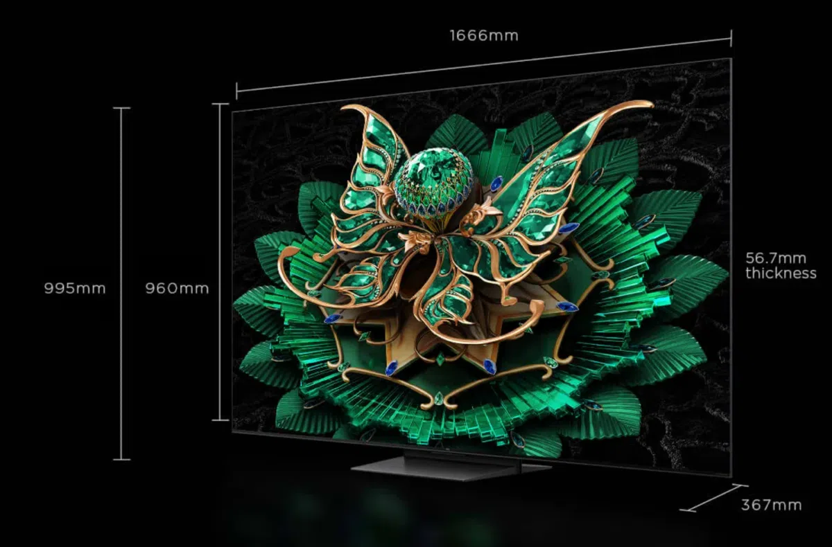 TCL 75C7K Produktbild Maße