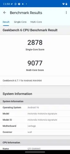 motorola signature geekbench 6
