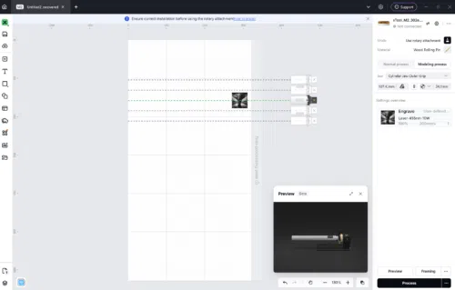 xTool M2 xTool Studio Rotarry Tool elephant gravieren