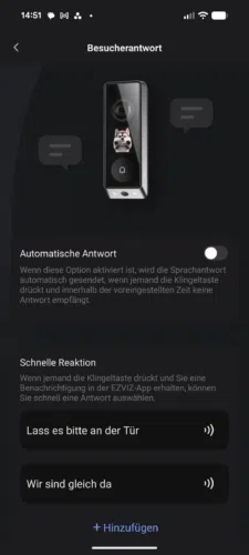 Ezviz EP8 Ultra Video Tuerklingel Test App automatische Botschaften Ezviz EP8 Ultra Video Tuerklingel Test App automatische Botschaften