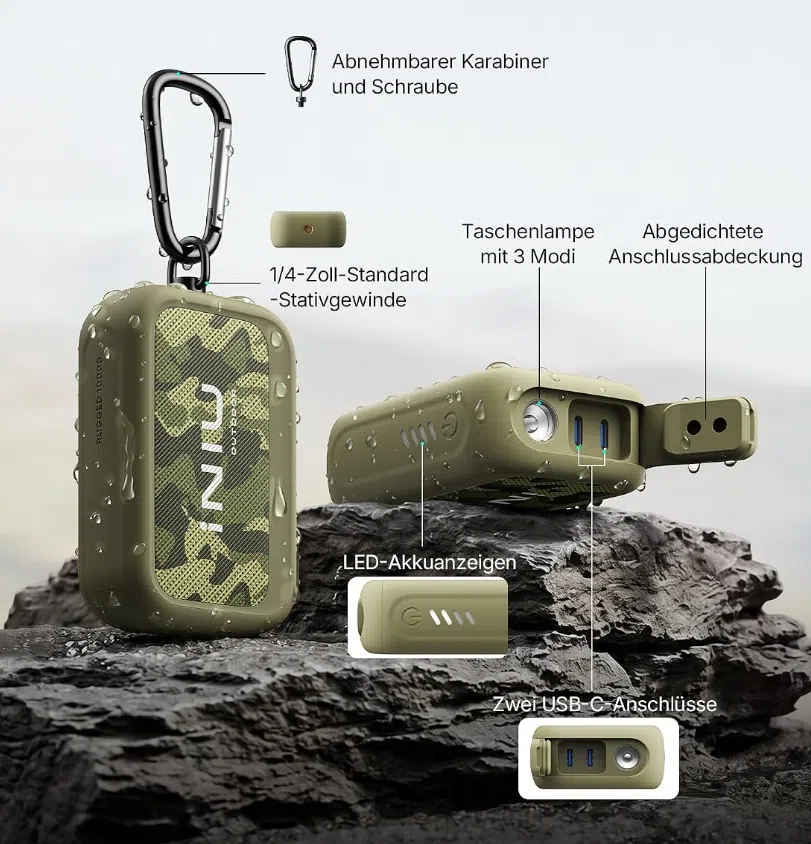 INIU 45 W Outdoor Powerbank Funktionsumfang INIU 45 W Outdoor-Powerbank Funktionsumfang