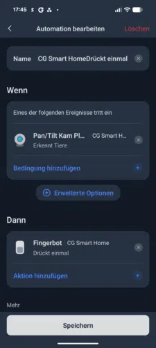SwitchBot AI Hub Test App Automationsbeispiel
