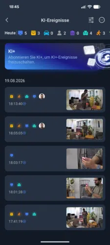 SwitchBot AI Hub Test App KI Ereignisse Objekterkennung Bewegungserkennung Mensch