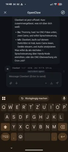 SwitchBot AI Hub Test App OpenClaw Chat3