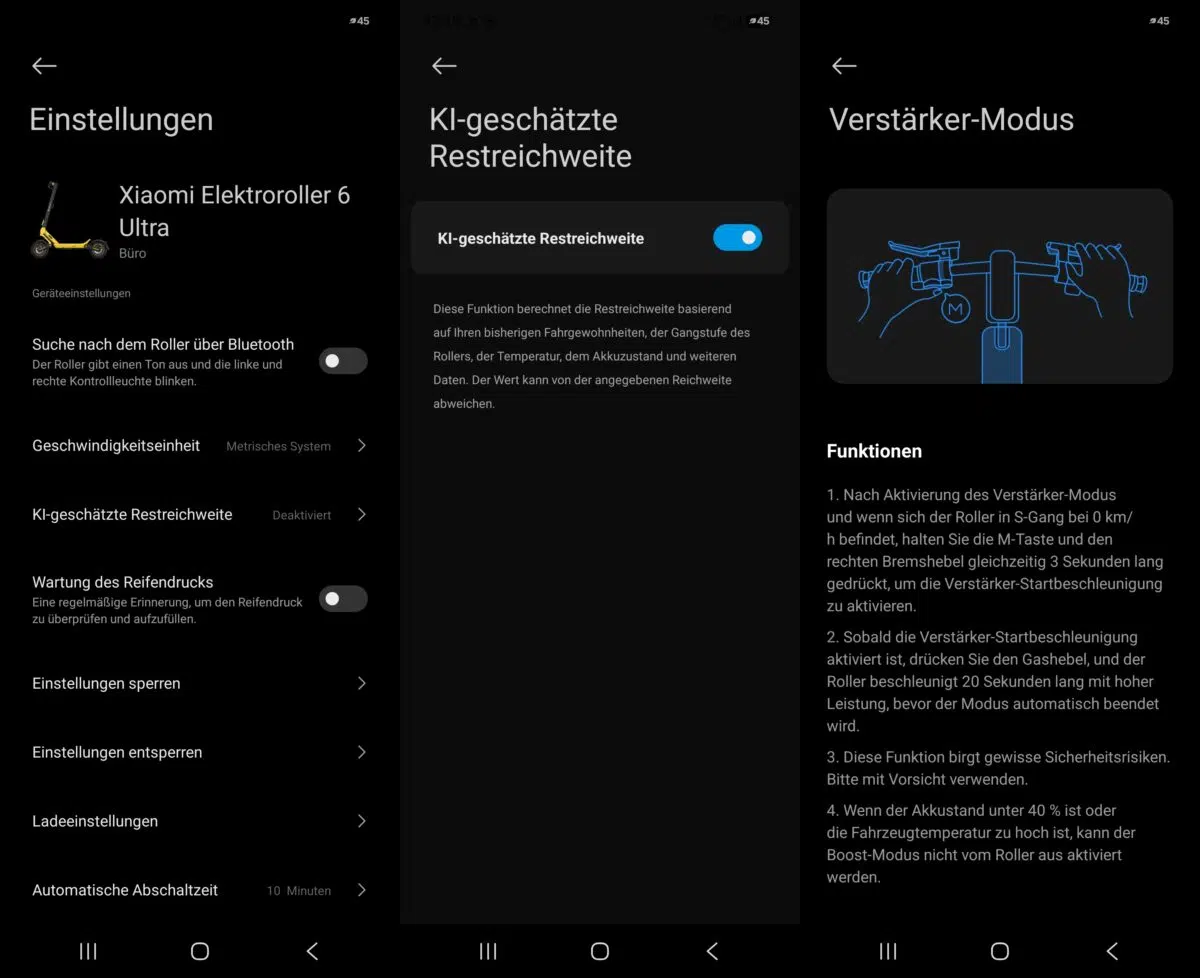 Xiaomi Electric Scooter 6 Ultra App Einstellungen Xiaomi Electric Scooter 6 Ultra App Einstellungen