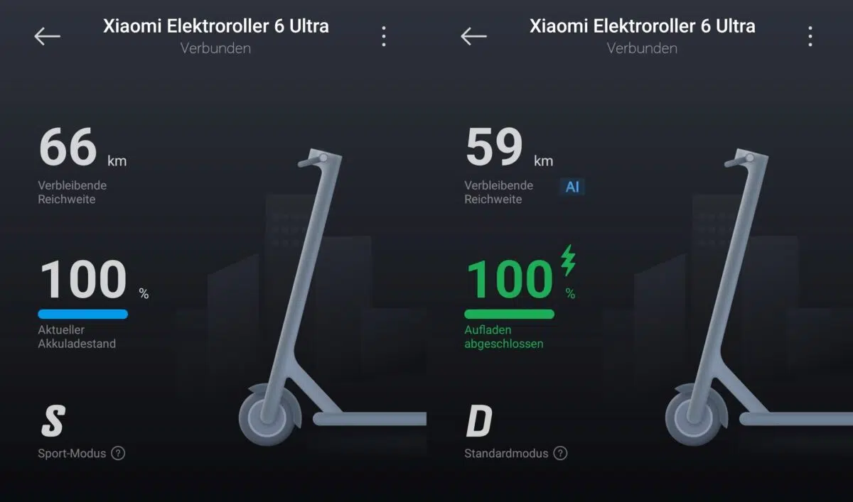 Xiaomi Electric Scooter 6 Ultra App KI Reichweite Xiaomi Electric Scooter 6 Ultra App KI Reichweite