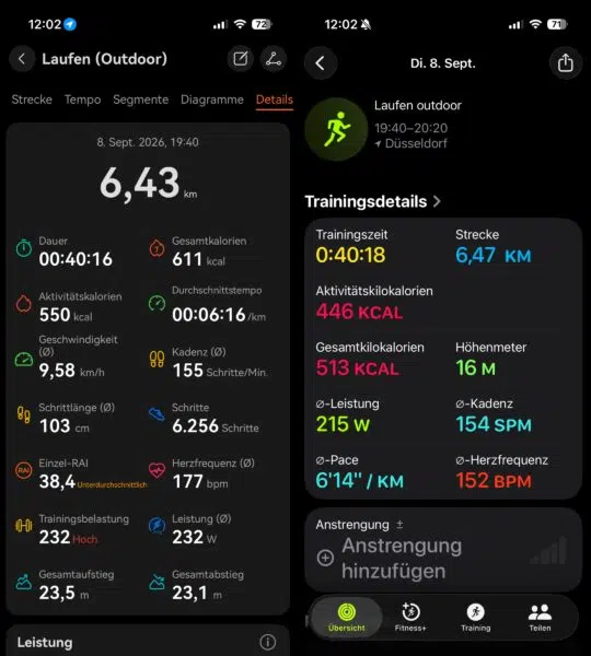 Huawei Watch D3 vs Apple Watch Laufdaten Huawei Watch D3 vs Apple Watch Laufdaten