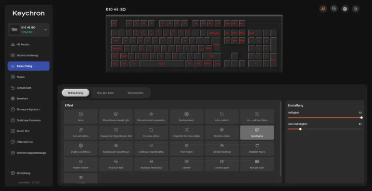 Keychron K10 HE Special Edition Beleuchtung Keychron K10 HE Special Edition Beleuchtung