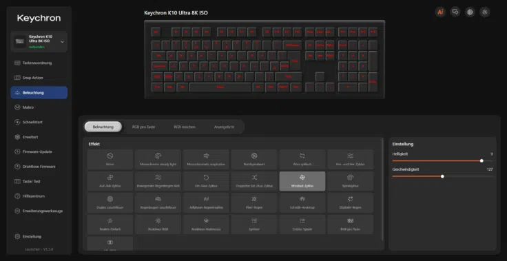 Keychron K10 Ultra 8K Beleuchtung