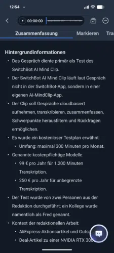 SwitchBot AI MindClip Hands On Tab Zusammenfassung SwitchBot AI MindClip Hands On Tab Zusammenfassung