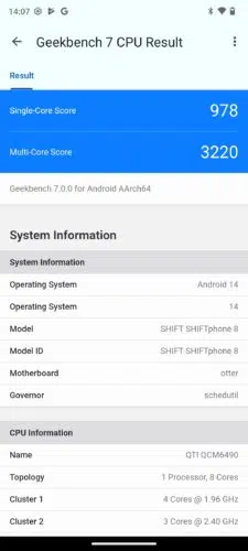 shiftphone 8 geekbench shiftphone 8 geekbench