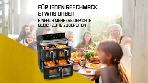 Gourmetmaxx FryUp3: 3-Kammer-Heißluftfritteuse mit 17 Litern