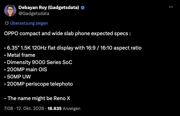 OPPO Reno Wide Leak OPPO Reno Wide Leak