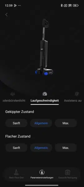 Tineco FLOOR ONE Station S9 Scientist Laufgeschwindigkeit Tineco FLOOR ONE Station S9 Scientist Laufgeschwindigkeit