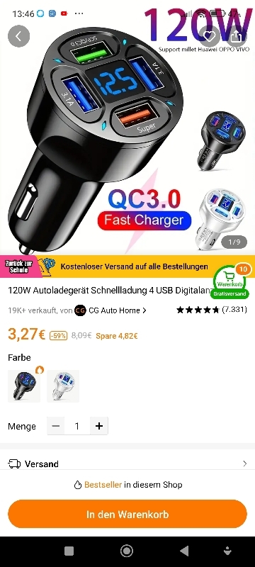 INIU 66W Zigarettenanzünder USB C Autoladegerät für nur 6,37