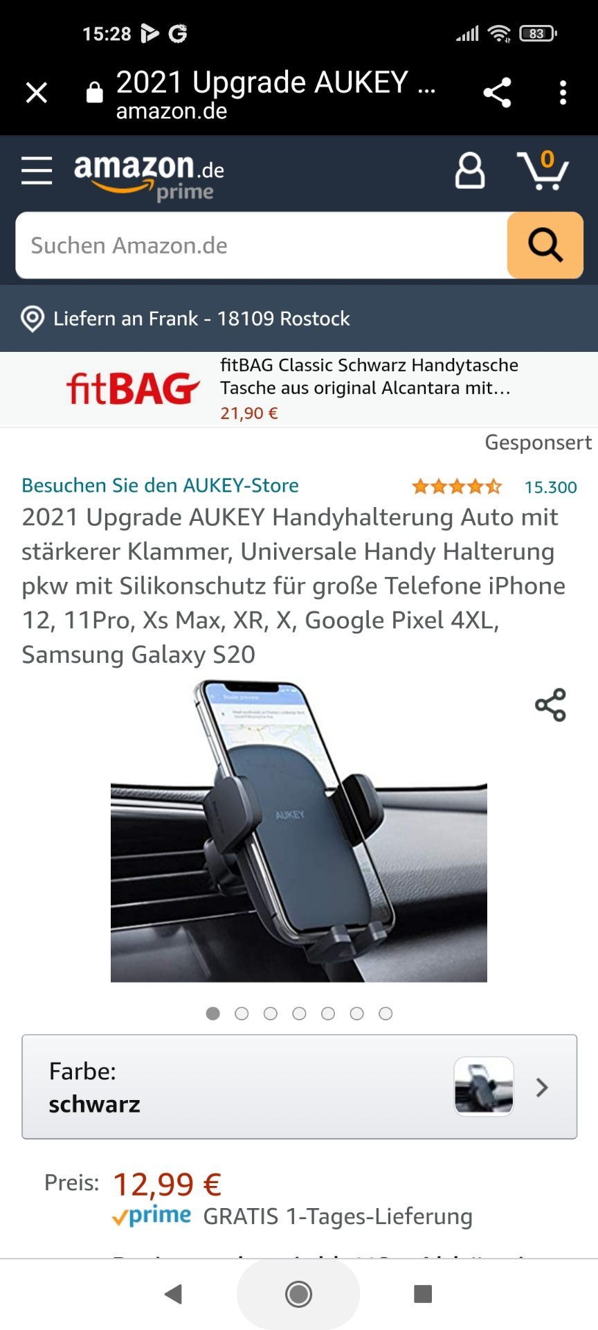 Aukey KFZ-Handyhalterung für große Smartphones bei