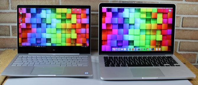 MacBook Pro vs. Xiaomi Air: das Retina Display ist bisschen kräftiger